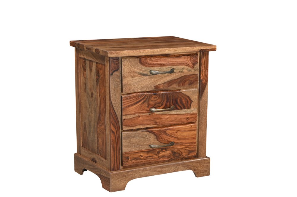 Three Piece Brown Solid Wood Bedroom Set