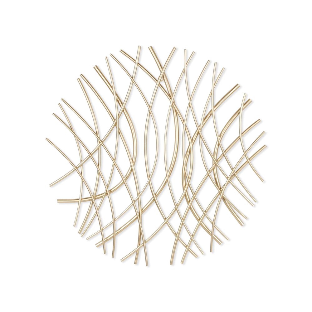 24" X 24" Gold Metal Circle Abstract Hanging Dimensional Sculpture