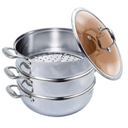 12" Silver Stainless Steel Food Steamer