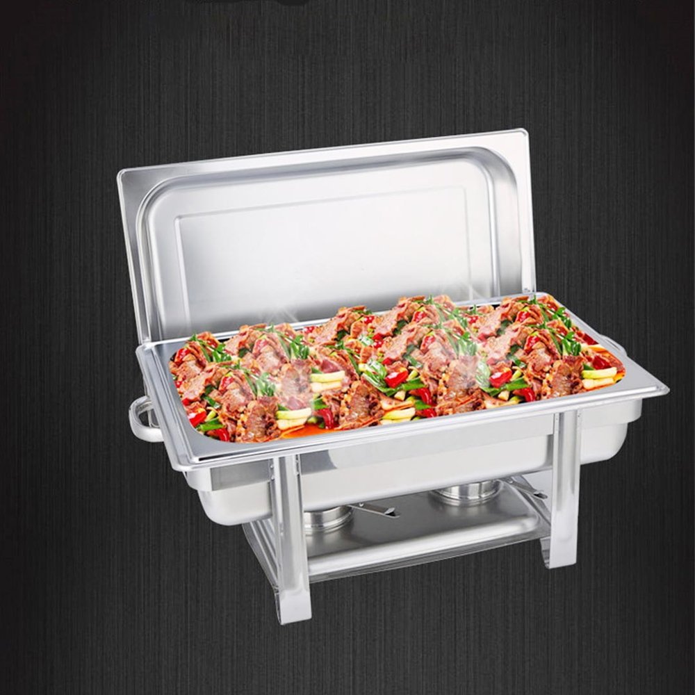 9" Silver Stainless Steel Chafing Dish With Stand