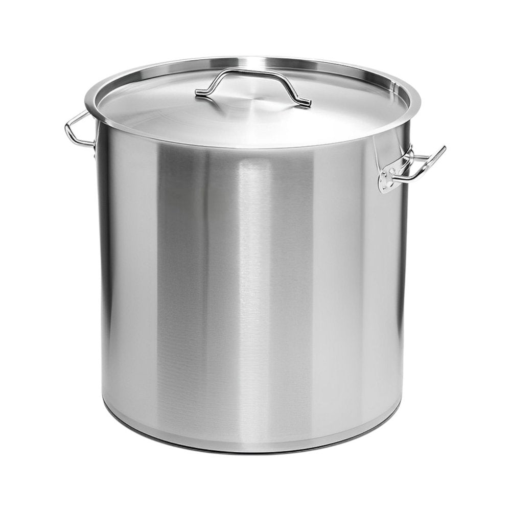 14" Silver Stainless Steel Stock Pot