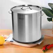 13" Silver Stainless Steel Stock Pot