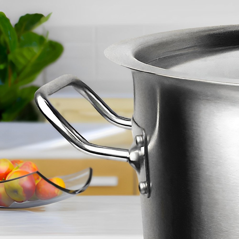 16" Silver Stainless Steel Stock Pot