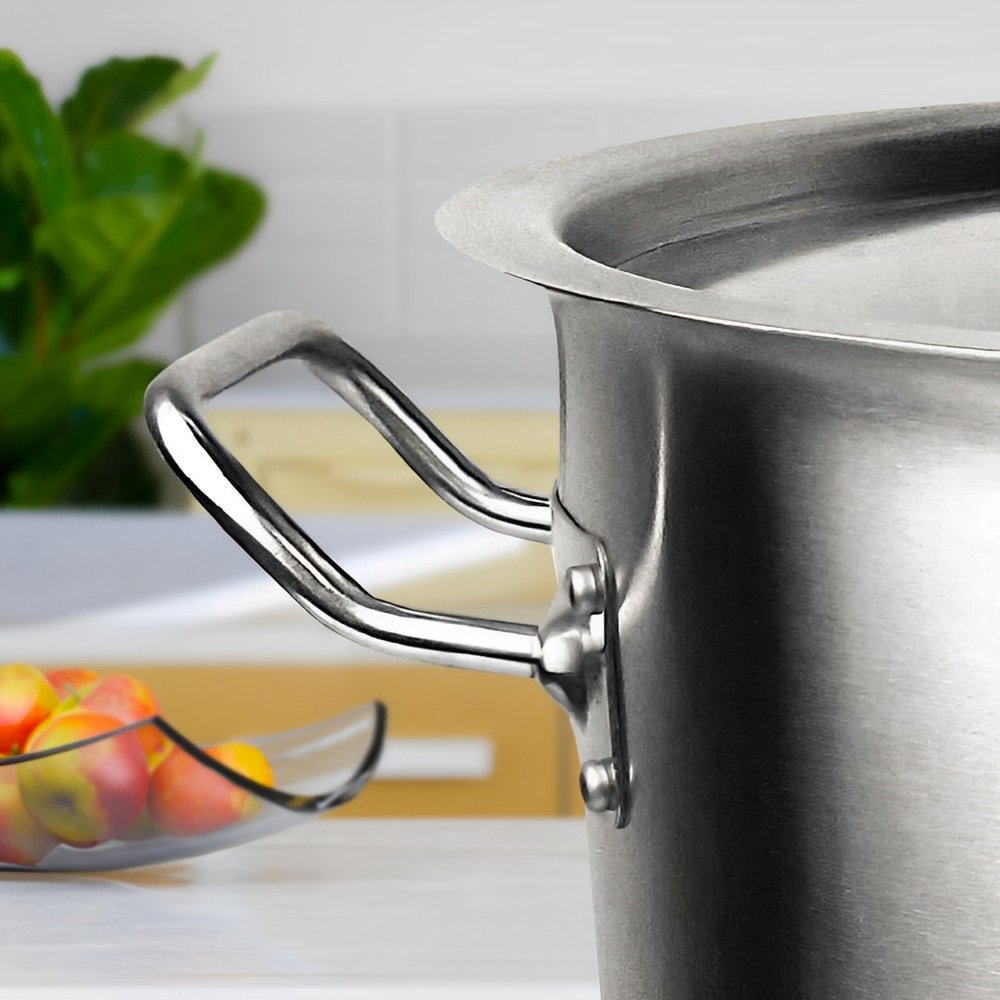 16" Silver Stainless Steel Stock Pot
