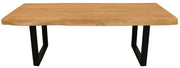 59" Natural And Black Solid Wood And Iron Live Edge Coffee Table