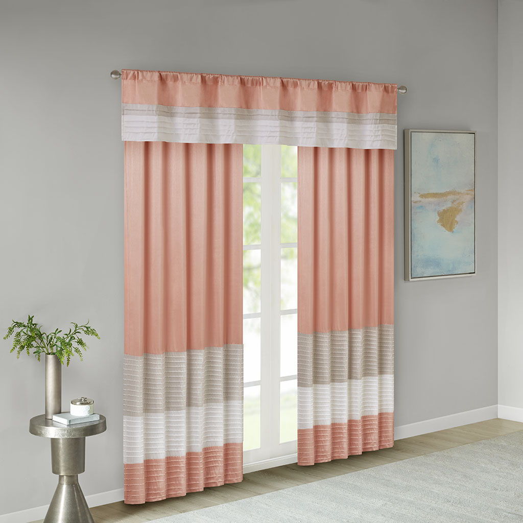 Amherst - Polyoni Pintuck Valance - Coral