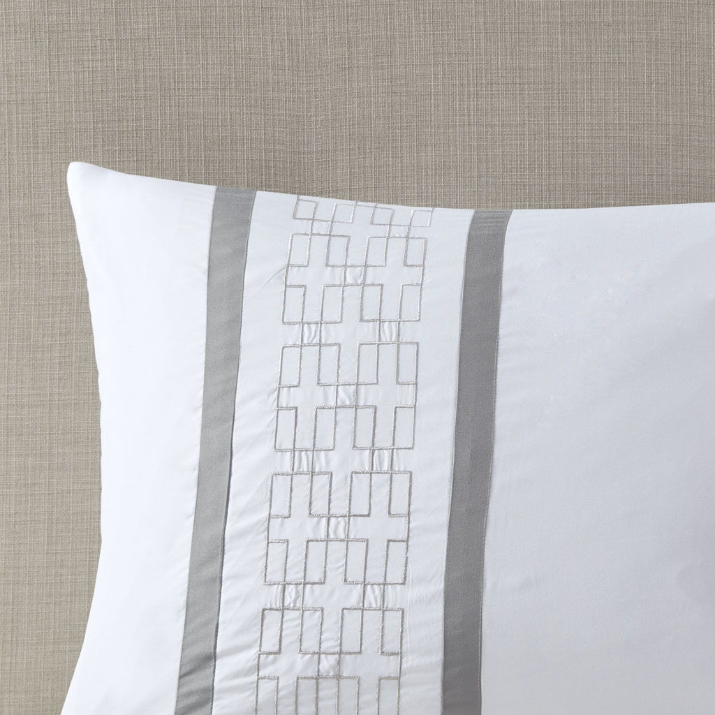 Powell - King Embroidered Comforter (Set of 8) - White