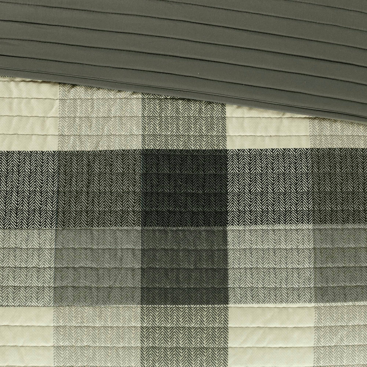 Ridge - 6 Piece King Reversible Herringbone Coverlet Set - Gray