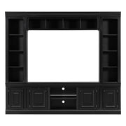 TV Stand With Hutch, Large Entertainment Center With Adjustable Shelves