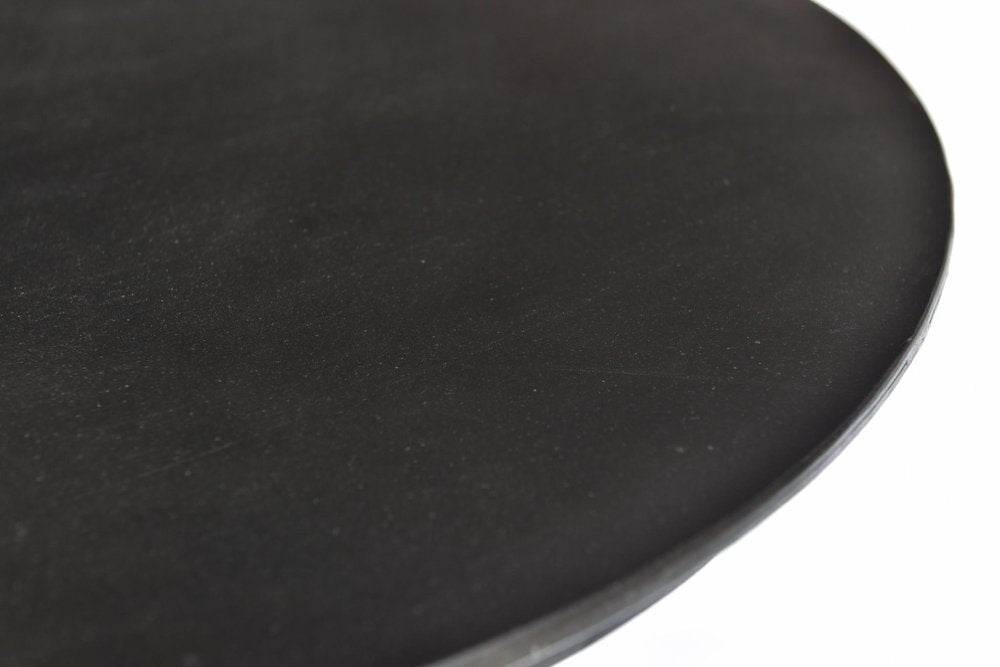 30" Brown Iron Round Pedestal End Table