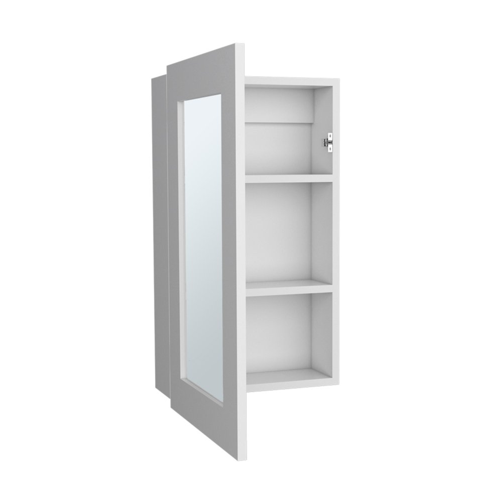15" White Wood Floating Bathroom Vanity And Medicine Cabinet With Mirror