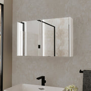 32" White Wood Wall Mounted Double Door Medicine Cabinet