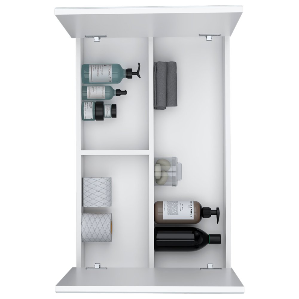32" White Wood Wall Mounted Double Door Medicine Cabinet