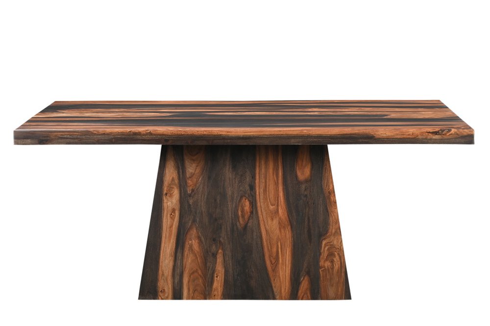 Seven Piece Dark Brown Solid Wood Dining Set with Six Chairs