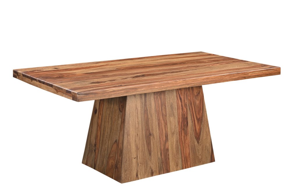 Seven Piece Brown Solid Wood Dining Set with Six Chairs