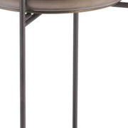 32" Bronze And Gray Steel Round Pedestal End Table