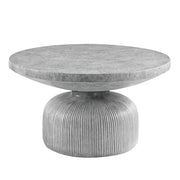 30" Gray Cement Round Pedestal Coffee Table