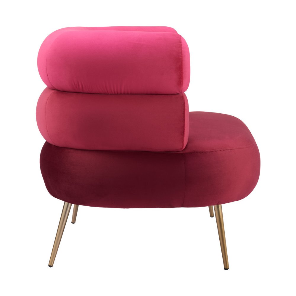 41" Red And Gold Velvet And Upholstered Arm Chair