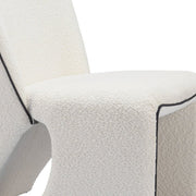 29" Ivory Faux Shearling And Upholstered Side Chair