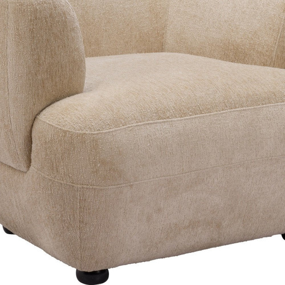39" Beige And Black Faux Shearling And Upholstered Arm Chair