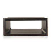 48" Walnut Solid Wood Floor Shelf Coffee Table With Shelf