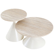2 Piece Round Coffee Table Set - White