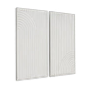 Set of Two White Metal Abstract Hanging Dimensional Sculptures