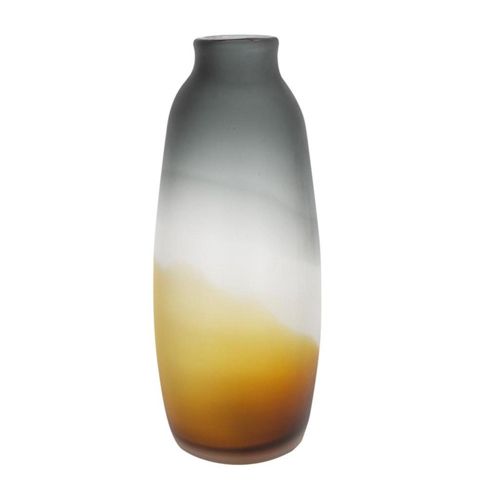 17" Charcoal And Orange Ombre Glass Table Vase