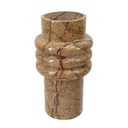 8" Brown Genuine Marble Ridged Table Vase