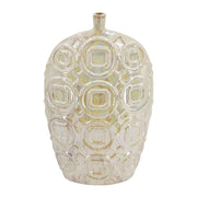 20" Cream Geometric Ceramic Bud Table Vase