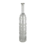 25" Antiqued Silver Floral Glass Bottle Table Vase
