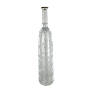 30" Antiqued Silver Floral Glass Bottle Table Vase