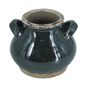 7" Dark Green And Sand Terracotta Round Jug Vase