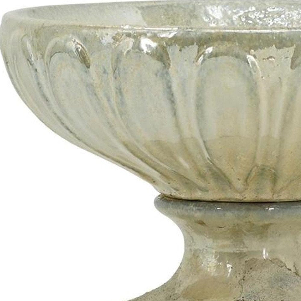 10" Gray Ceramic Round Pedestal Centerpiece Bowl