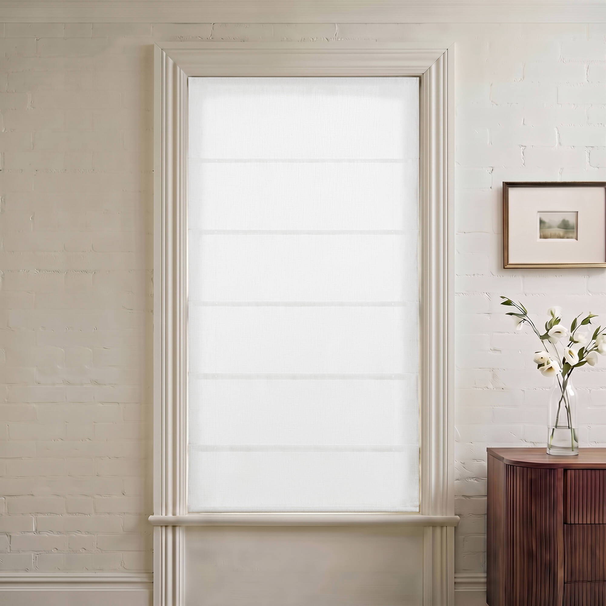 Emery - 64" x 27" Cordless Roman Shade - White