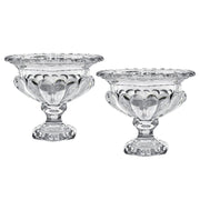 Set of Two Clear Glass Round Bowl Table Vases