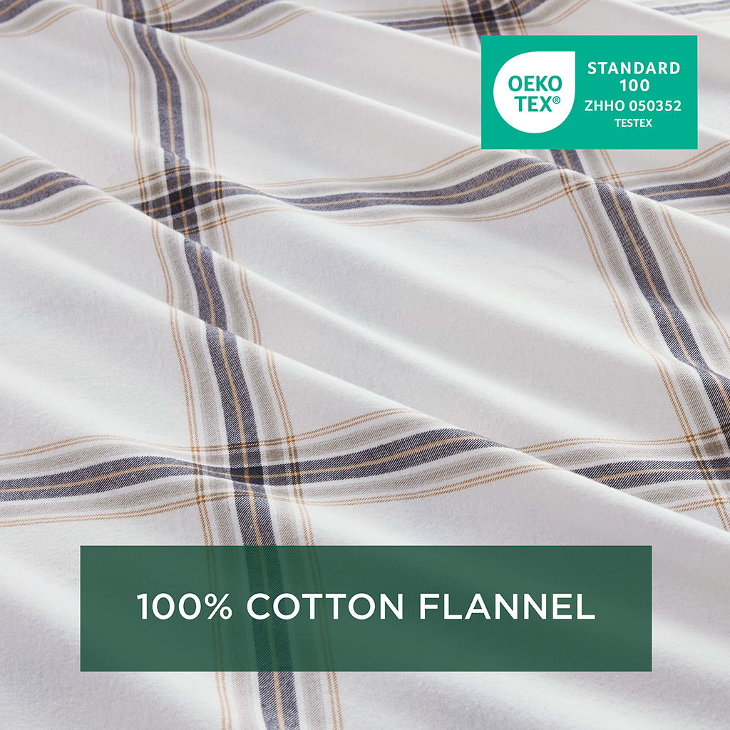 Flannel - 4 Piece Full Sheet Set - Tan Plaid