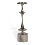 18" Silver Distressed Geometric Metal Tabletop Candle Holder