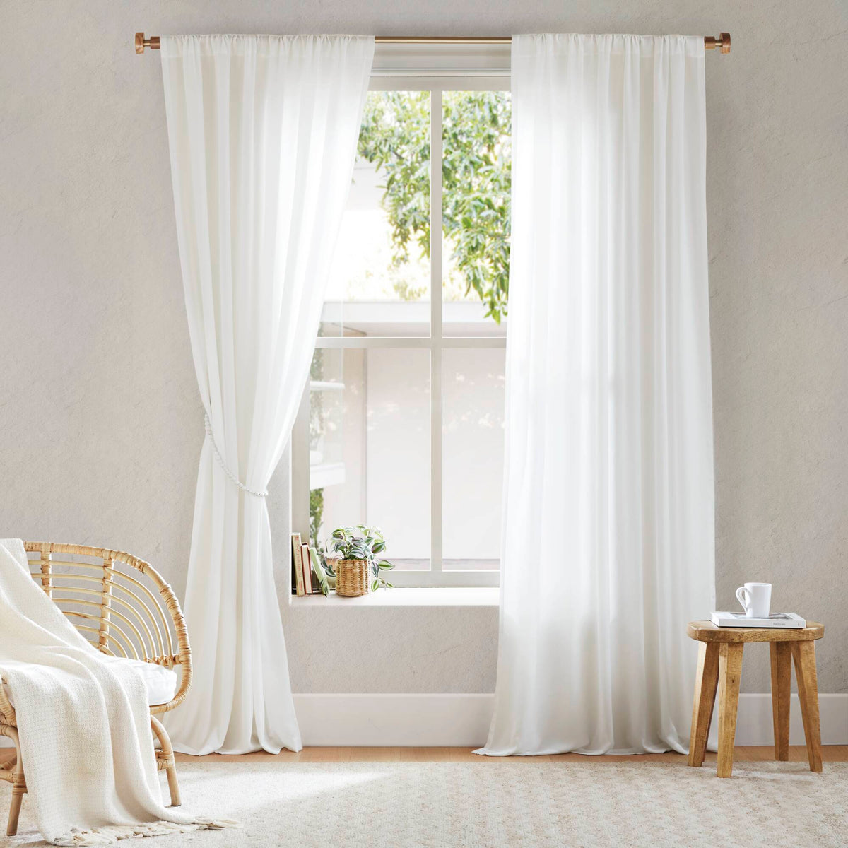 Lexus - 52x63" Rod Pocket With Back Tab Privacy Curtain Pair (Set of 2) - White