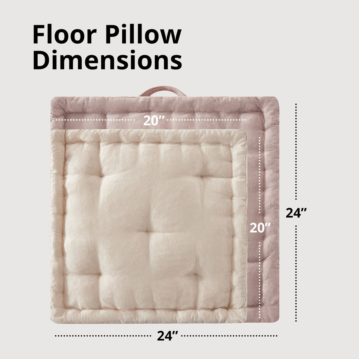 Azza - Poly Square Floor Pillow Cushion - Blush