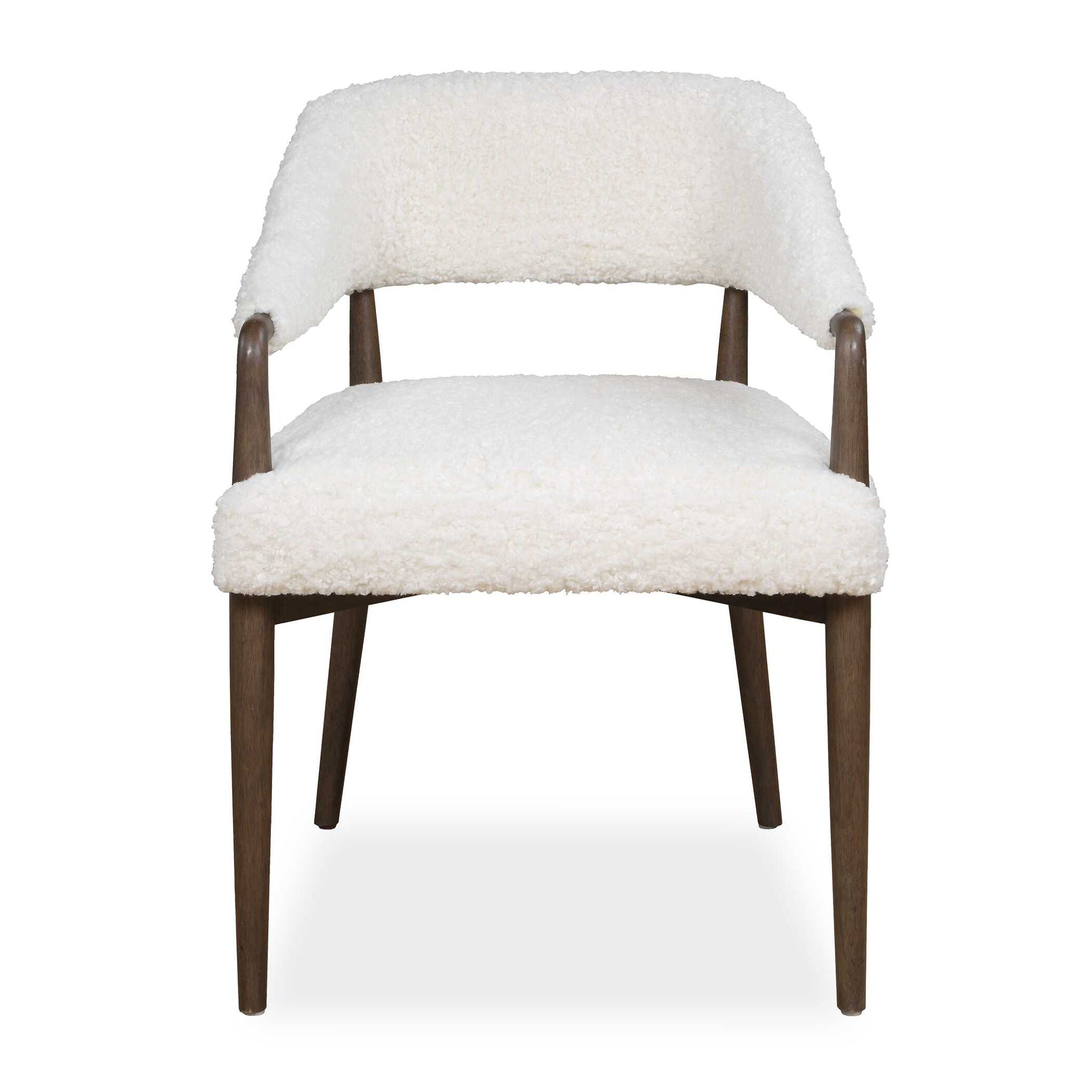 Austell - Shearling Dining Chair - Brown / White