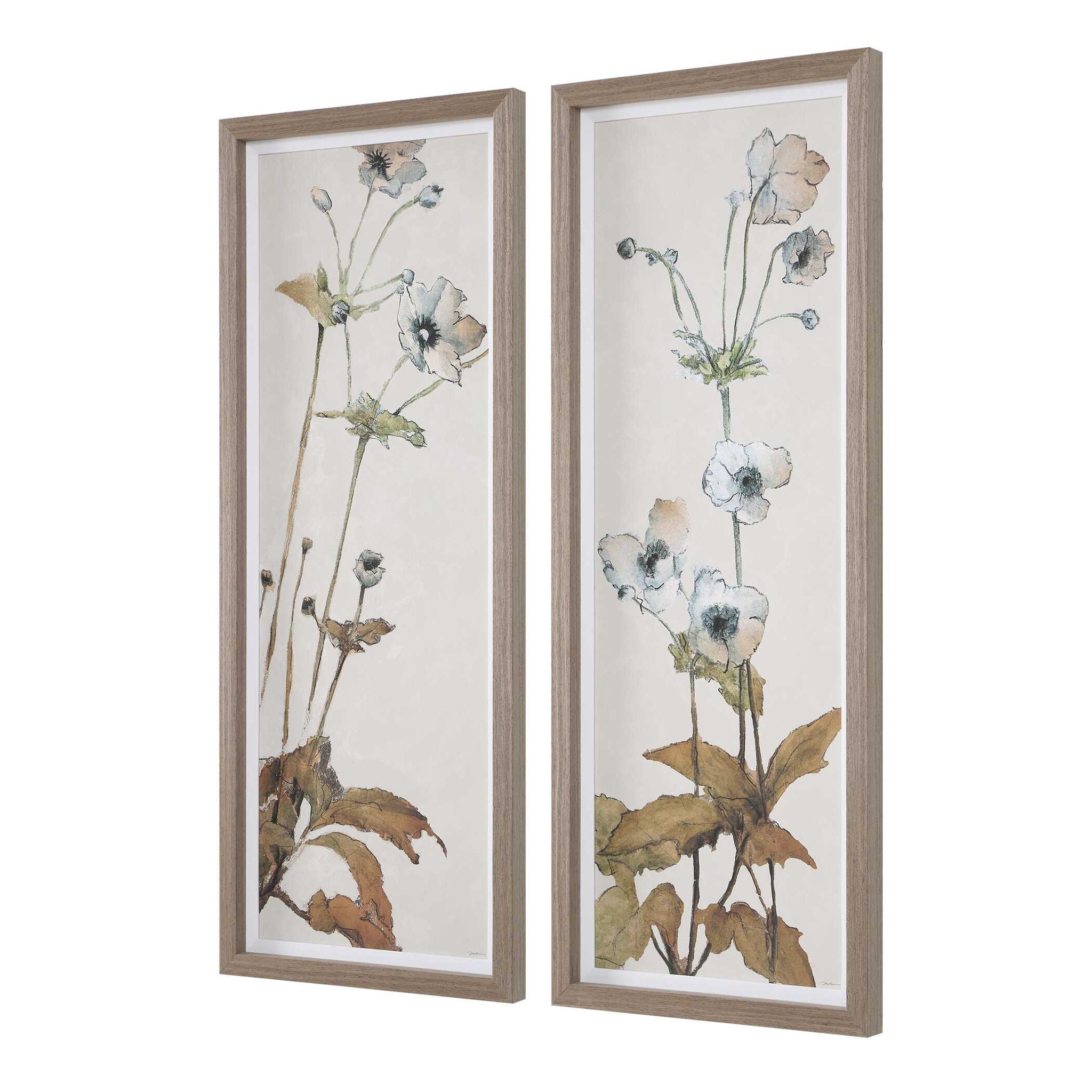 Garden - Study Framed Floral Prints (Set of 2) - Blue / Brown / Green / White