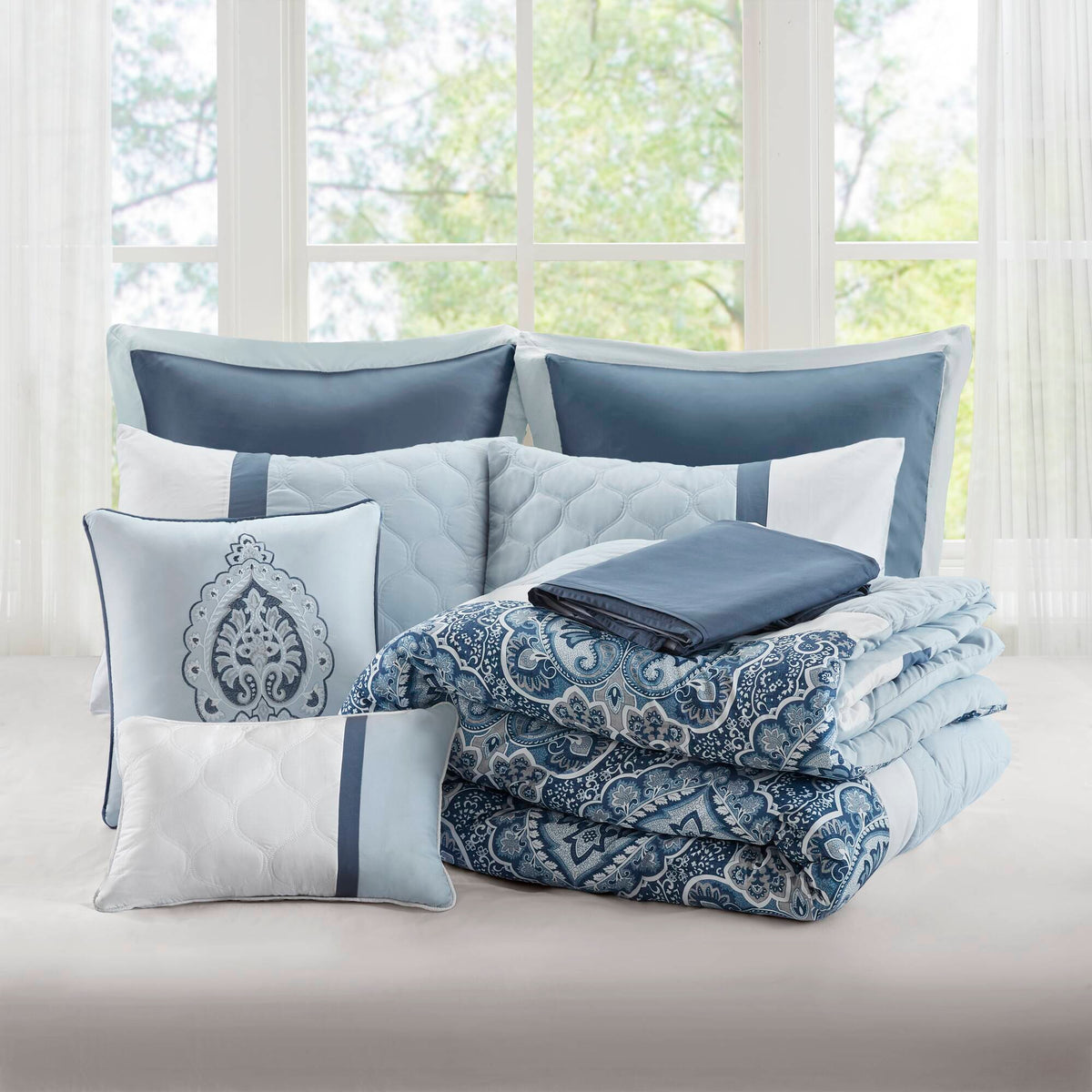 Shawnee - California King 8 Piece Comforter Set - Blue