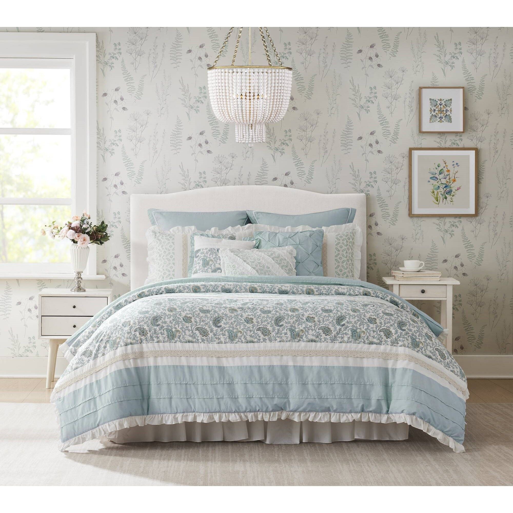 Dawn - California King 9 Piece Comforter Set - Blue
