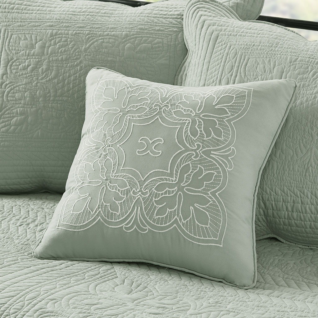 Tuscany - Twin 6 Piece Reversible Scalloped Edge Daybed Cover Set - Seafoam