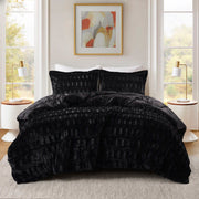 Gia - 3 Piece Full/Queen Solid Comforter Mini Set - Black