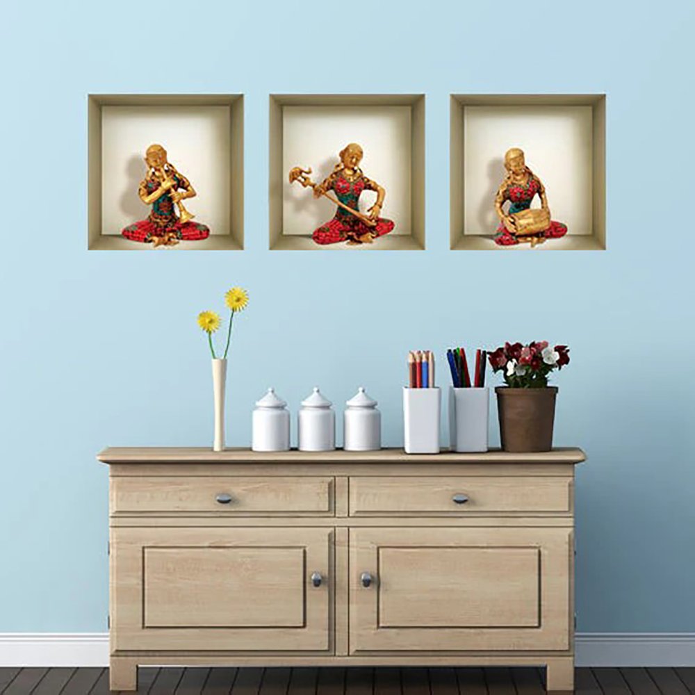 Set of Three Anna Niche 3D Square Peel and Stick Wall Decals