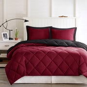 Larkspur - King/California King 3M Scotchgard Diamond Quilting Reversible Down Alternative Comforter Set - Red/Black