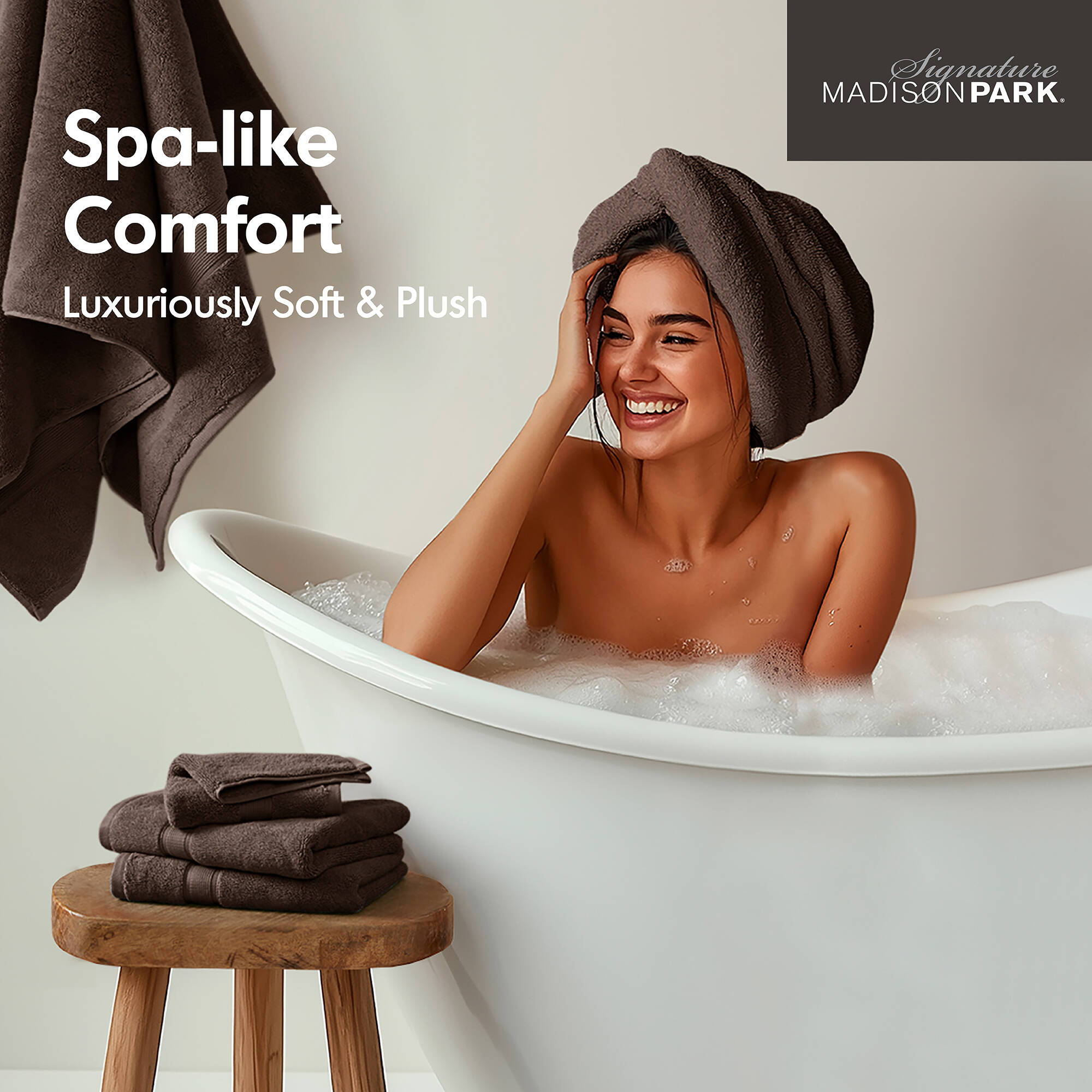 800GSM - 8 Piece Antimicrobial Towel Set - Brown