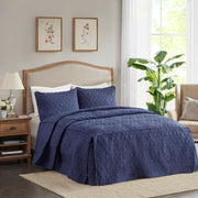 Quebec - Queen Fitted Bedspread (Set of 3) - Navy